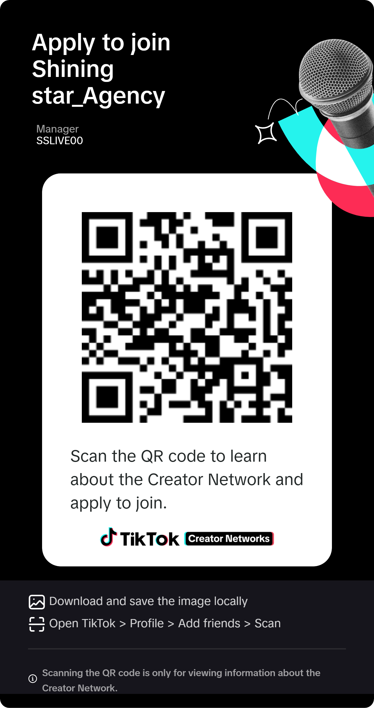 SHINING STAR TikTok Creator Network join QR code